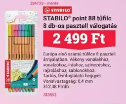 Office Depot STABILOⓇ Point 88 tűfilc 8 db-os pasztell ajánlat