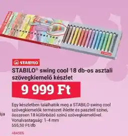 Office Depot STABILOⓇ Swing cool 18 db-os asztali szövegkiemelő készlet ajánlat