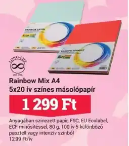 Office Depot Rainbow Mix A4 5x20 ív színes másolópapír ajánlat
