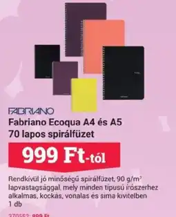 Office Depot Fabriano Ecoqua A4 és A5 70 lapos spirálfüzet ajánlat