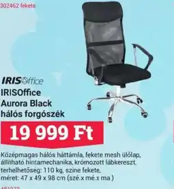 Office Depot IRISOffice Aurora Black hálós forgószék ajánlat