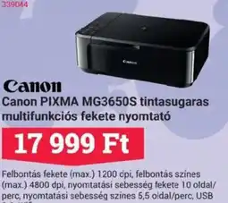 Office Depot Canon PIXMA MG3650S tintasugaras multifunkciós fekete ajánlat