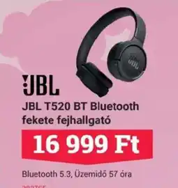 Office Depot JBL T520 BT Bluetooth fekete fejhallgató ajánlat