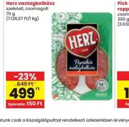 Spar Herz vastagkolbász ajánlat