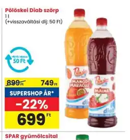 Spar Pölöskei Diab szörp ajánlat