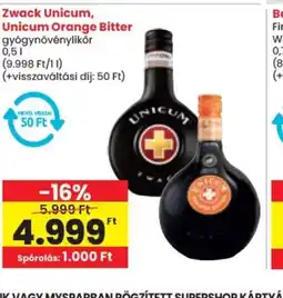 Spar Zwack Unicum, Unicum Orange Bitter ajánlat