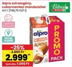 Interspar Alpro zsírszegény, cukormentes mandulaital ajánlat