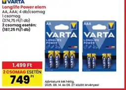 Interspar Varta Longlife Power elem ajánlat