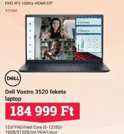 Office Depot Dell Vostro 3520 fekete laptop ajánlat