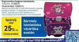 Tesco Ergonmikus baglyos iskolatáska ajánlat