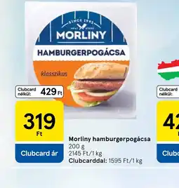 Tesco Morliny hamburgerpogácsa ajánlat