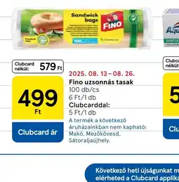 Tesco Fino uzsonnás tasak ajánlat