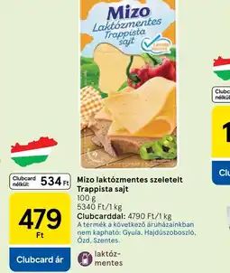 Tesco Mizo laktzmentes szeletelt Trappista sajt ajánlat