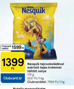 Tesco Nesquik tejcsokoládéval mártott tejes krémmel töltött ostya ajánlat