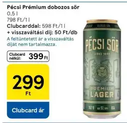 Tesco Pécsi Prémium dobozos sör ajánlat