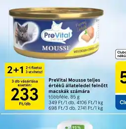 Tesco PreVital Mousse teljes értékű állateledel felnőtt macskák számára ajánlat
