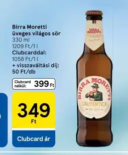 Tesco Birra Moretti üveges világos sör ajánlat
