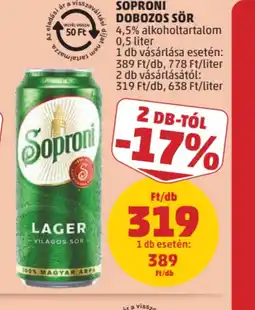 PENNY Soproni dobozos sör ajánlat