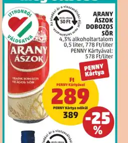 PENNY Arany Ászok dobozos sör ajánlat