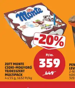 PENNY Zott Monte Csoki-Mogyor Tejdesszert Multipack ajánlat