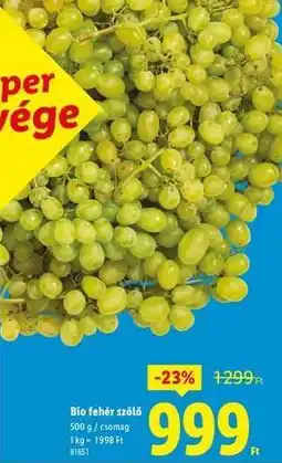 Lidl Bio fehér szőlő ajánlat