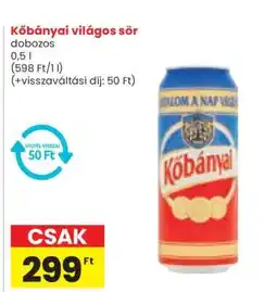 Spar KŐBÁNYAI Világos sör ajánlat