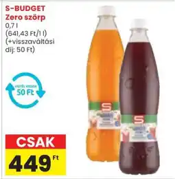 Spar S-BUDGET Zero szörp ajánlat