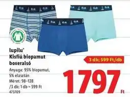 Lidl lupilu Kisfiú biopamut boxeralsó ajánlat