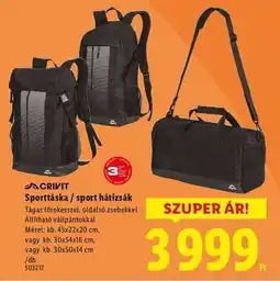 Lidl CRIVIT Sporttáska / sport hátizsák ajánlat