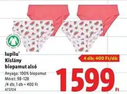 Lidl lupilu Kisány biopamut alsó ajánlat