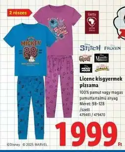Lidl Licenc kisgyermek pizsama ajánlat