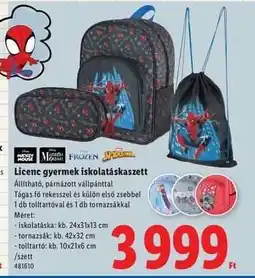 Lidl Licenc gyermek iskolatáskakészlet ajánlat
