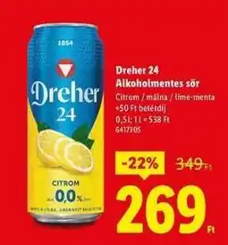 Lidl Dreher 24 alkoholmentes sör ajánlat
