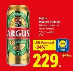 Lidl Argus Maestic cseh sör ajánlat