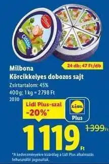 Lidl MILBONA Körcikkelyes dobozos sajt ajánlat