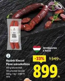 Lidl HAZÁNK KINCSEI Páros szárazkolbász ajánlat