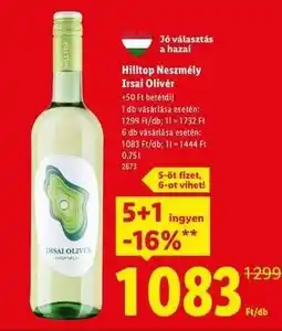 Lidl HILLTOP NESZMÉLY Irsai Olivér ajánlat