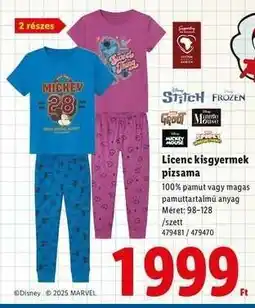 Lidl Licenc kisgyermek pizsama ajánlat
