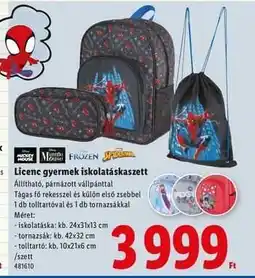 Lidl Licenc gyermek iskolatáskaszett ajánlat