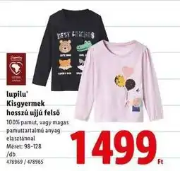 Lidl lupilu Kisgyermek hosszú ujjú felső ajánlat