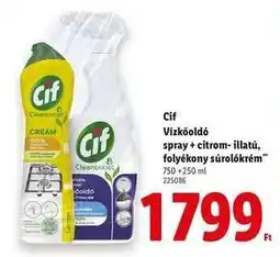 Lidl Cif Vízkőoldó spray + citrom-illatú, folyékony súrolókrém ajánlat