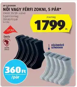 ALDI Női vagy férfi zokni, 5 pár ajánlat