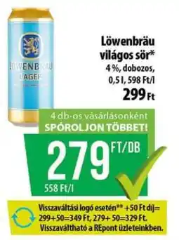 Coop LÖWENBRÄU Világos sör ajánlat