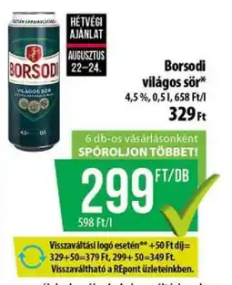 Coop BORSODI Világos sör ajánlat