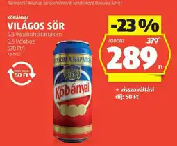 ALDI KŐBÁNYAI Világos sör ajánlat