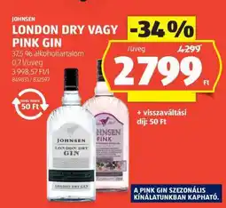 ALDI JOHNSEN LONDON DRY VAGY PINK GIN ajánlat
