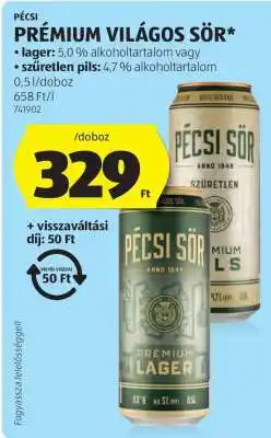 ALDI Pécsi Prémium Világos Sör ajánlat