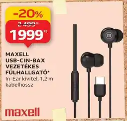 Auchan MAXELL USB-C IN-BAX VEZETÉKES FÜLHALLGATÓ ajánlat