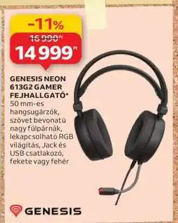 Auchan GENESIS NEON 613G2 GAMER FEJHALLGATÓ ajánlat