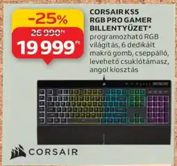 Auchan CORSAIR K55 RGB PRO GAMER BILLENTYŰZET ajánlat